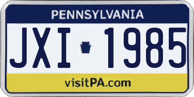 PA license plate JXI1985