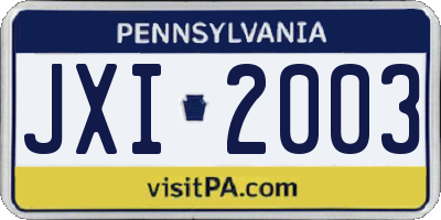 PA license plate JXI2003