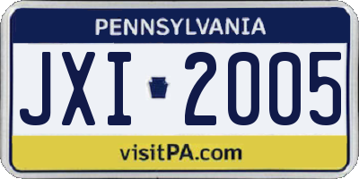 PA license plate JXI2005