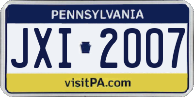 PA license plate JXI2007