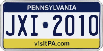 PA license plate JXI2010