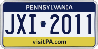 PA license plate JXI2011