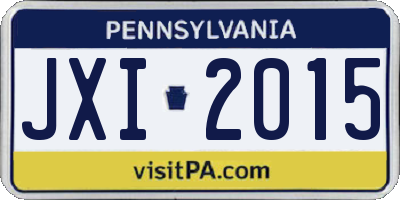 PA license plate JXI2015