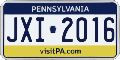 PA license plate JXI2016
