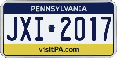 PA license plate JXI2017