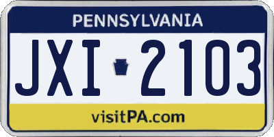 PA license plate JXI2103