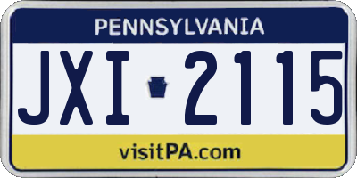 PA license plate JXI2115