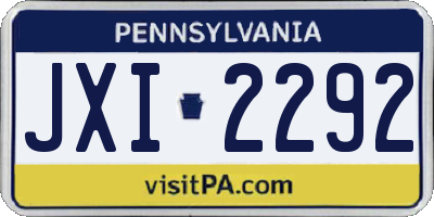 PA license plate JXI2292