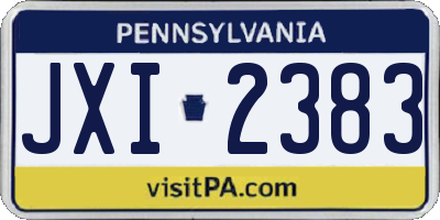 PA license plate JXI2383