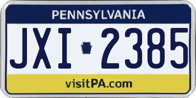 PA license plate JXI2385