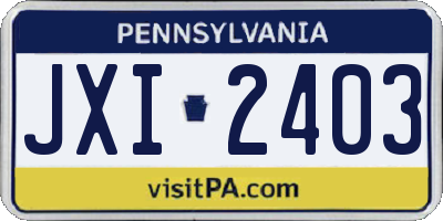 PA license plate JXI2403