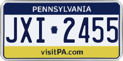PA license plate JXI2455