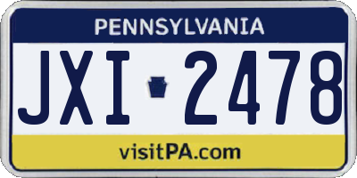 PA license plate JXI2478