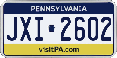 PA license plate JXI2602