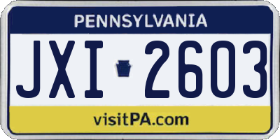 PA license plate JXI2603