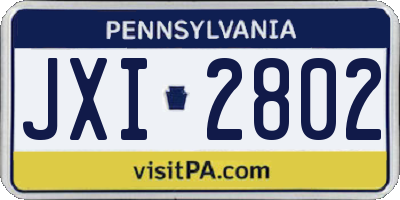 PA license plate JXI2802