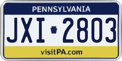 PA license plate JXI2803