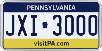 PA license plate JXI3000