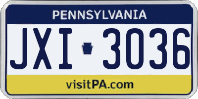 PA license plate JXI3036