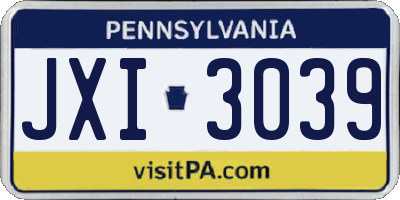 PA license plate JXI3039