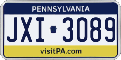 PA license plate JXI3089