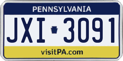 PA license plate JXI3091