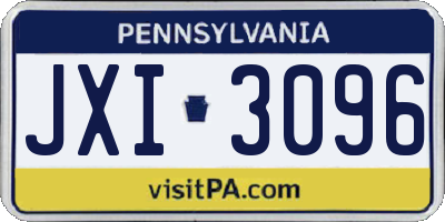 PA license plate JXI3096