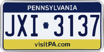 PA license plate JXI3137