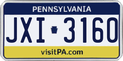 PA license plate JXI3160