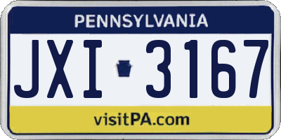 PA license plate JXI3167