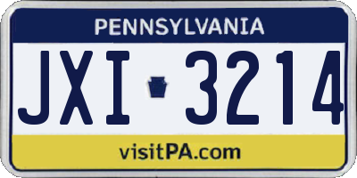 PA license plate JXI3214