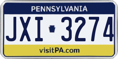 PA license plate JXI3274