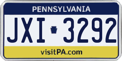 PA license plate JXI3292
