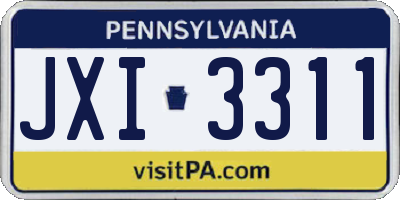 PA license plate JXI3311
