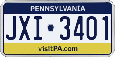 PA license plate JXI3401