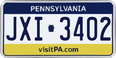 PA license plate JXI3402