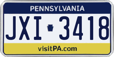 PA license plate JXI3418