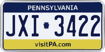 PA license plate JXI3422
