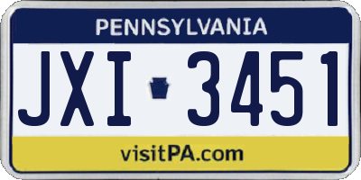 PA license plate JXI3451