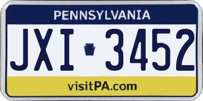 PA license plate JXI3452