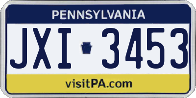 PA license plate JXI3453
