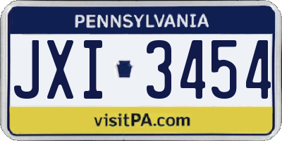 PA license plate JXI3454