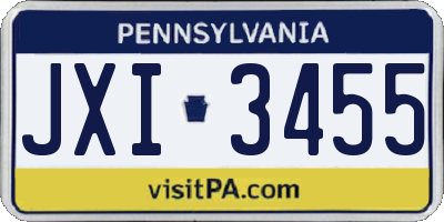 PA license plate JXI3455