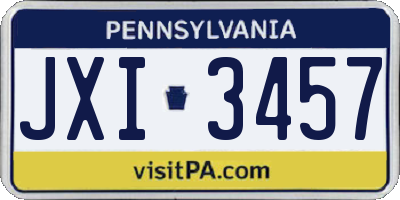 PA license plate JXI3457