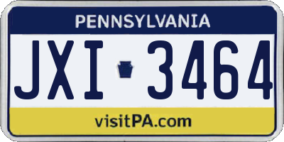PA license plate JXI3464