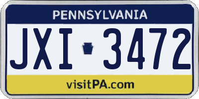 PA license plate JXI3472