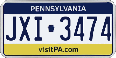 PA license plate JXI3474
