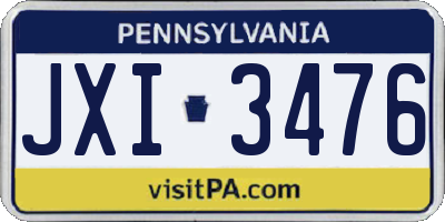PA license plate JXI3476