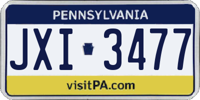 PA license plate JXI3477