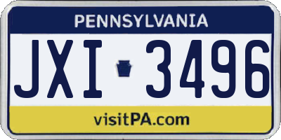 PA license plate JXI3496